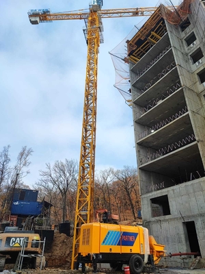 China QTZ125 Dahan Tower Crane in Russia with 50M Jib boom L46 1.6m Mast Section supplier